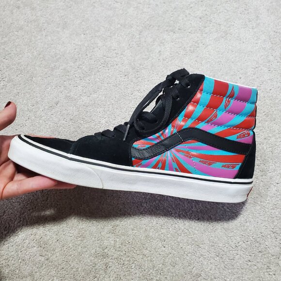 VANS Sk8-Hi Retro Mart Sneakers Hi-Top Leather Suede Lace Up Black Red M9.5 W11 - Picture 3 of 10